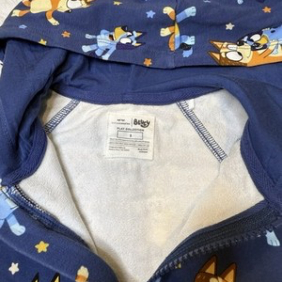 Little Sleepies LS Bluey Dance Mode Hoodie Full Zip Size 8 Bamboo Soft - Picture 3 of 9